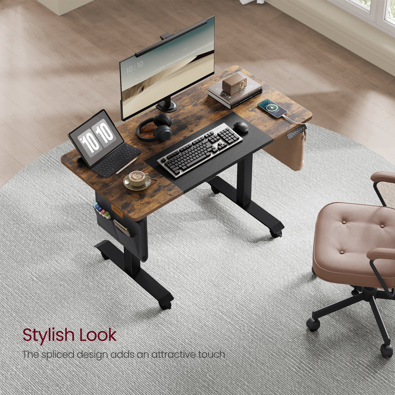 Aiyannah Height Adjustable Rectangle Accent, Rustic Brown/Black, 72cm H x 120cm W x 60cm D