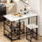 Dining Table Set for 2, Kitchen Island Bar Table Set with Storage, Faux Marble Table and 2 Stools