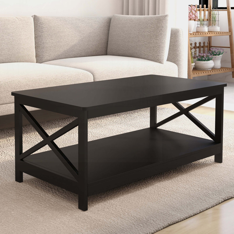 Table basse avec plateau en bois, tablette de plancher