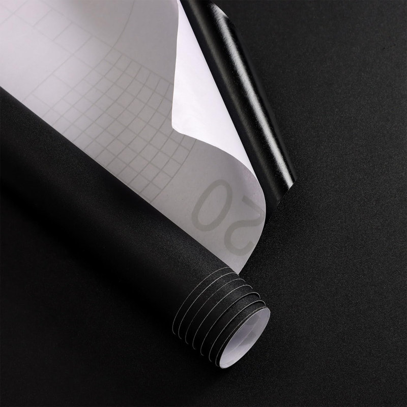 Black Matte Peel And Stick Wallpaper Roll - 16" X 393.7" Removable Waterproof Vinyl For Decor Upgrade