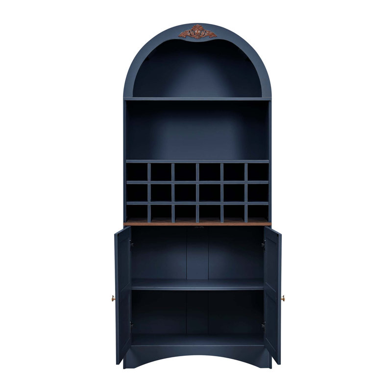 Armoire à vin arquée en bois avec support à vin amovible, armoire de rangement en bois aggloméré avec tablettes réglables