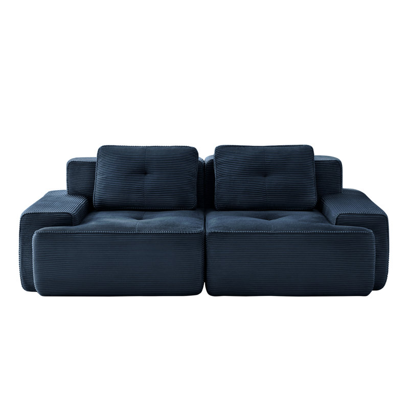 82" Modern L-Shaped Modular Sectional Sofa For Living Room, Corduroy Fabric, 2-Seater Couch With Deep Seat , Pearl-Like Piping, Tufted Design, No Assembly, Anti-Slip Design