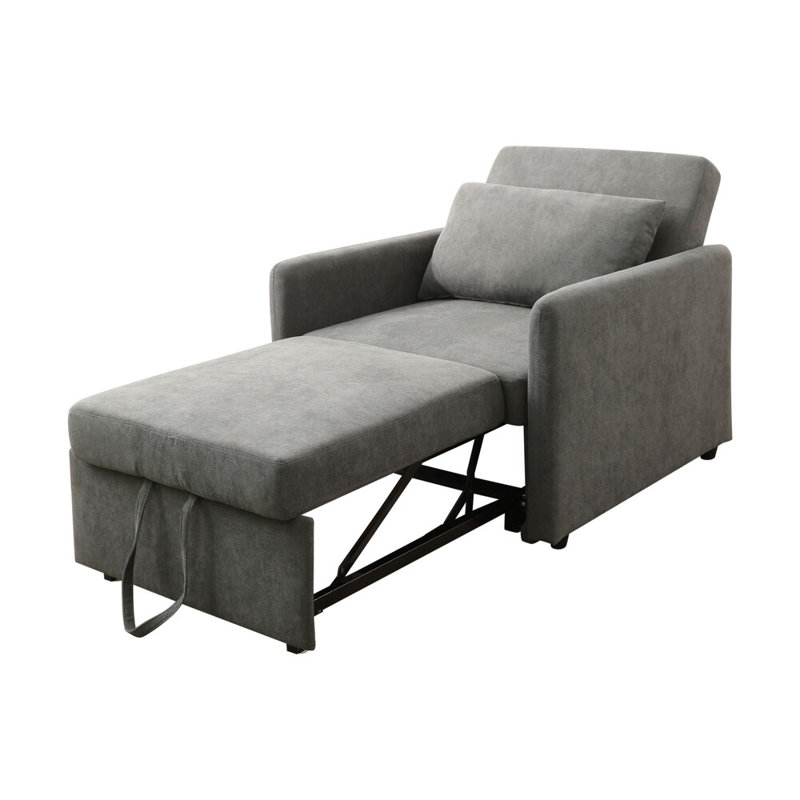 1 - Piece Green Convertible Sofabed Chair With Adjustable Backrest & Storage, Gray