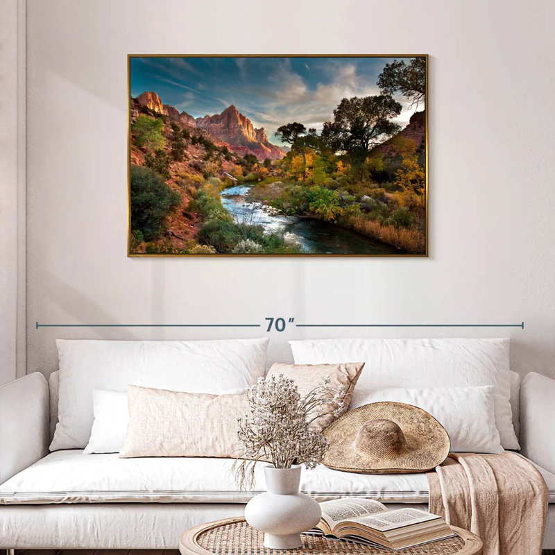 Paysage de Sion, Cadre flottant doré, 43 po x 29 po