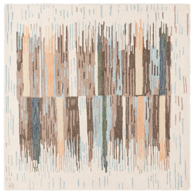 Aninda Ebony Hand Tufted Wool/Cotton Abstract Rug in Blue/Brown