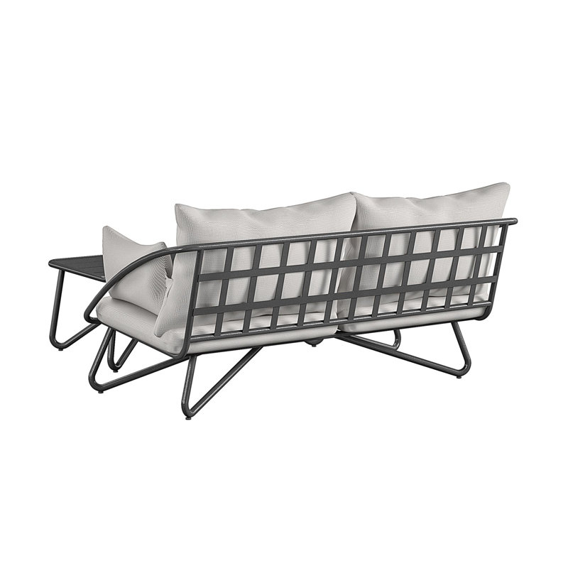 Teddi 2 - Person Sofa Set with Cushion and Table, Charcoal