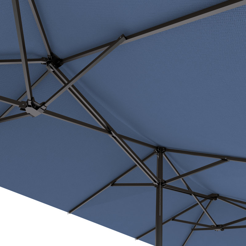 Finian 163"x103" Rectangular Market Patio Umbrella with Crank Wind Resistant Frame, Marine