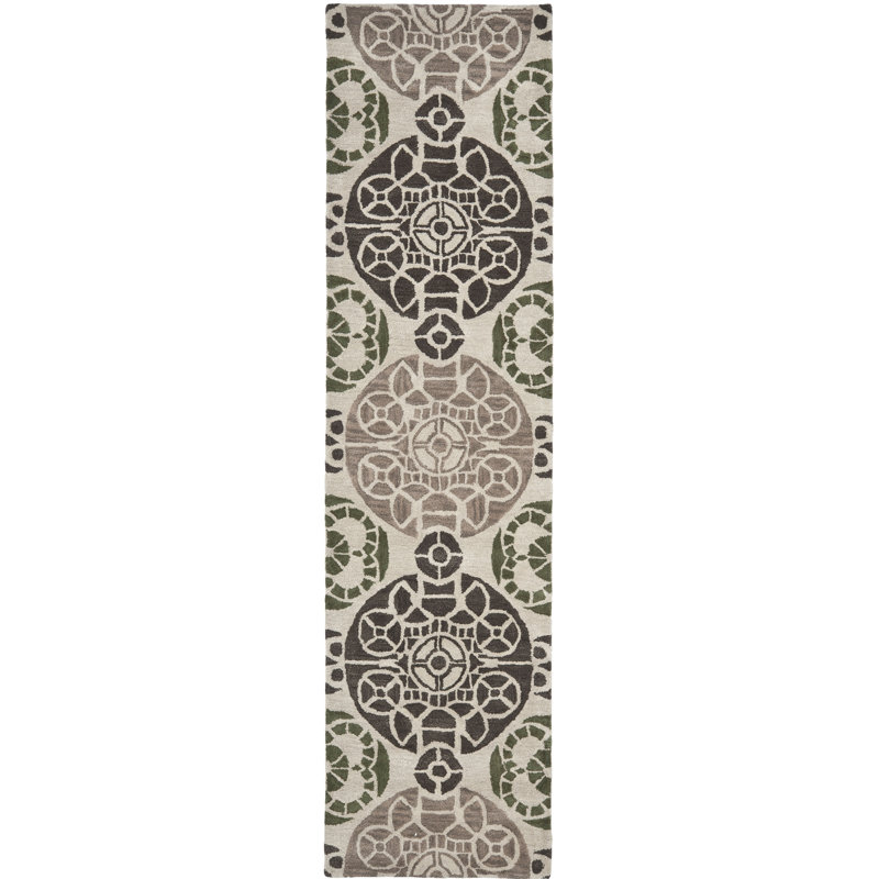 Tapis géométrique en laine / viscose touffeté à la main Eaton Wyndham, Tapis de couloir 2 pi 3 po x 9 pi
