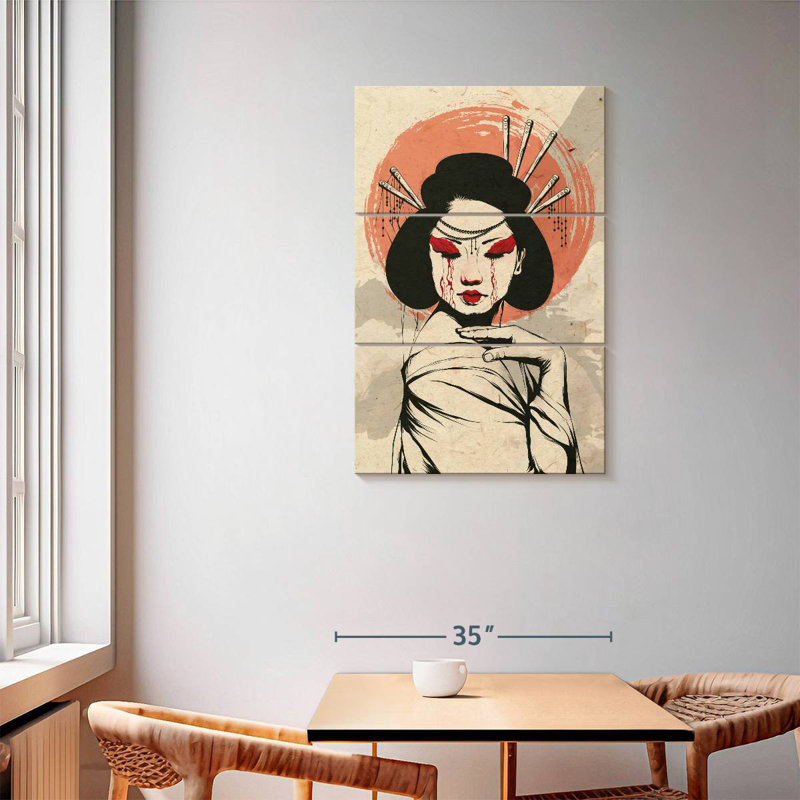 Portrait de femme japonaise Leisha Somber, H 57 po x l 36 po