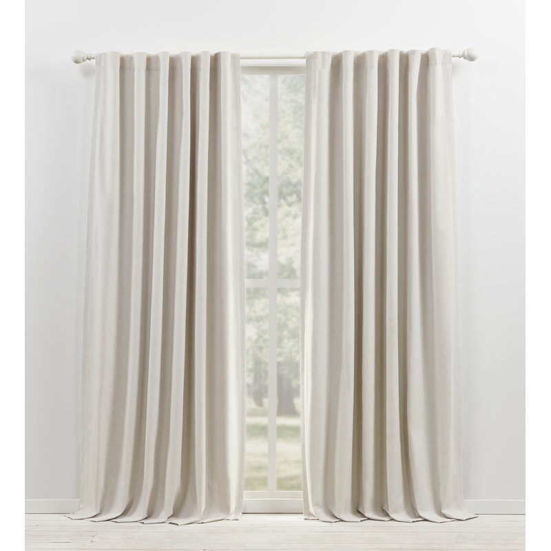 Lauren Ralph Lauren Sallie Blackout Heavy Cotton/Linen Blend with Lining Back Tab/Rod Pocket Curtain, Snowflake