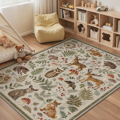 Tapis bleu marine pour animaux rustique Aarna Woodland