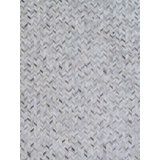 Mosaic Leather Cowhide Chevron Area Rug in Silver