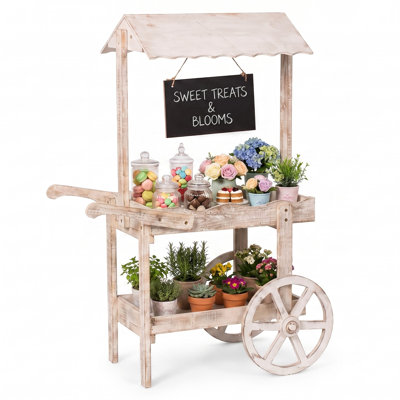 Vintiquewise 2-Tier Wooden Display Cart, Decorative Storage and Retail Display Stand