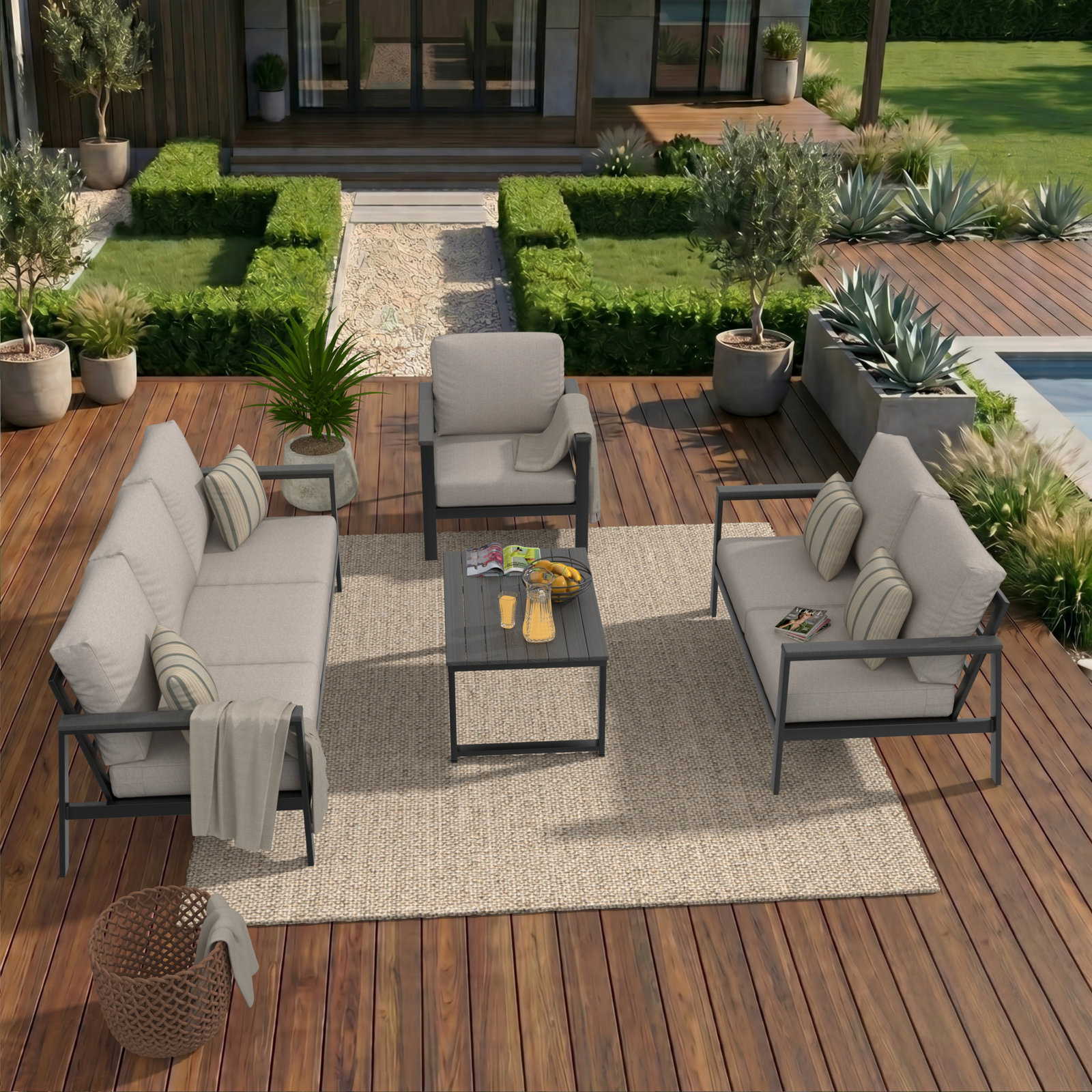 Townsend 6-Person Sunbrella® Patio Seating Group, Cast Silver Sunbrella®
