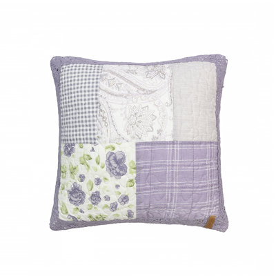 Donna Sharp Lavender Rose Quilted Pieced Cotton Decor Pillow