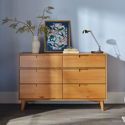 Commode double en bois massif à six tiroirs Yarber