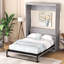 Lit double gris avec rangement pour armoire et solution compacte, structure stable pour l'utilisateur