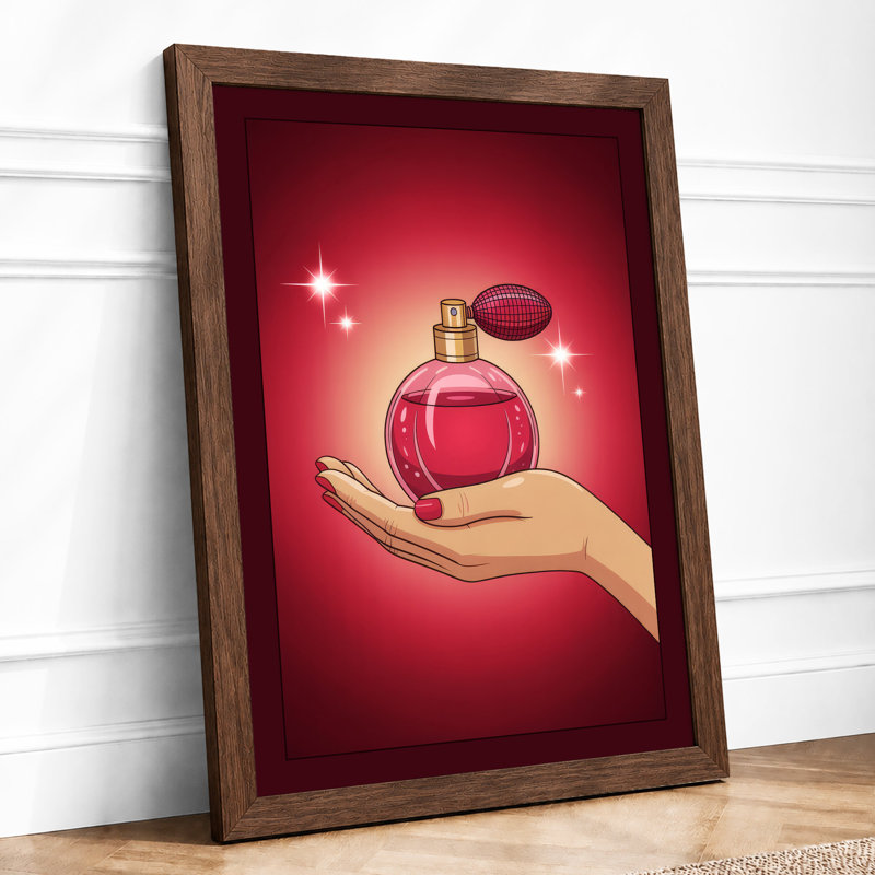 Crimson Perfume Modern Framed Art Print, A4 - 29.7 x 21.0 cm, Walnut