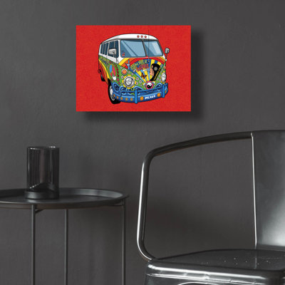 Red Barrel Studio® «Sixty vw Hippy Van» par Ron Magnes, art mural en verre acrylique, ACR-37895