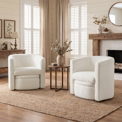 Kyah Upholstered Barrel Chair with Ottoman