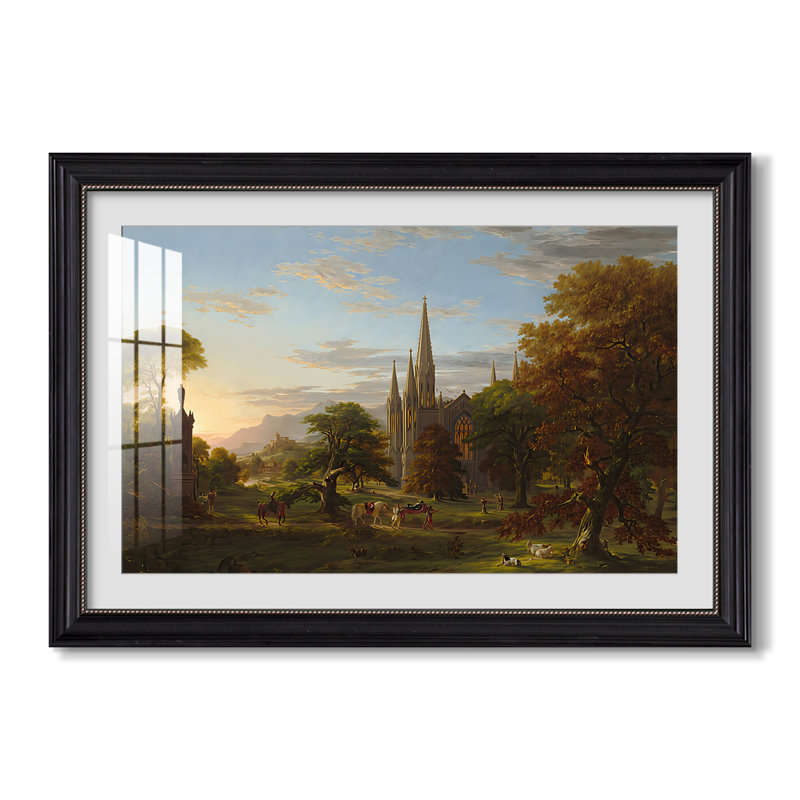The Return, 1837-Thomas Cole-Custom Framed Canvas, Yes, Matte Black Bead, 24X34