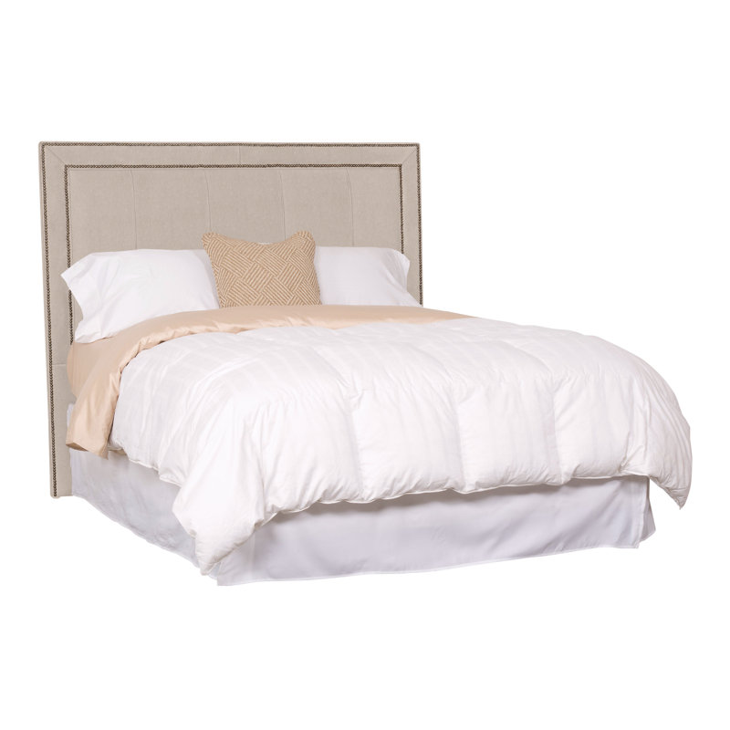 Hillary/Hank Queen Nailhead Upholstered Panel Headboard, Jiggles Fawn, No