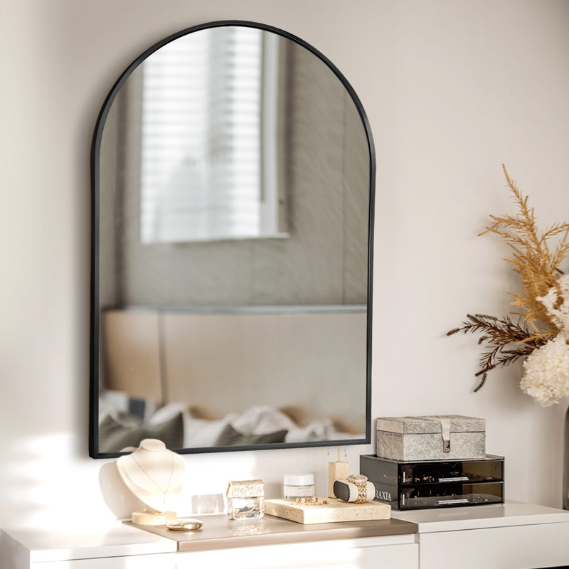Zakria Aluminium Arch Wall Mirror, 30" x 20", Black