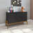 Gales 49" Mid-Century Modern Solid Wood Sideboard with 4 Shelves in Black-450019560
