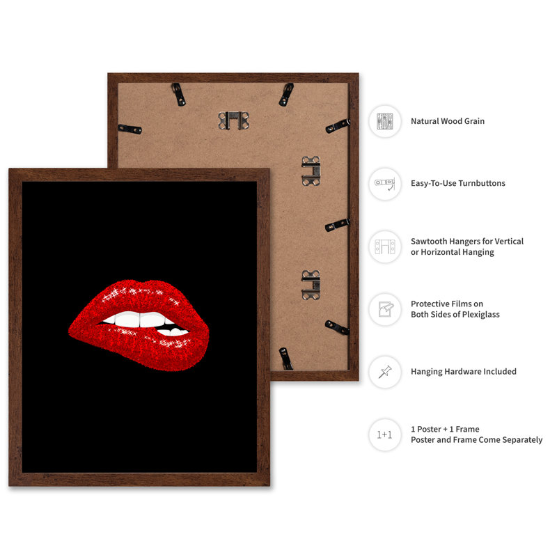 Rouge à lèvres, Poster, 11"H x 14"W, Brown Framed