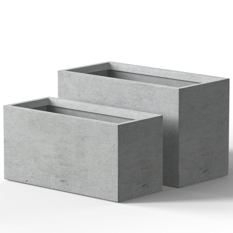 Luecille Handmade Planter Box, Cement Shade