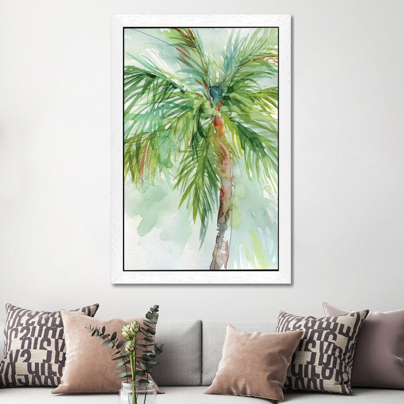 Palm Breezes II by Carol Robinson - Floater Frame Painting on Canvas, White, 66.04 cm H x 45.72 cm W