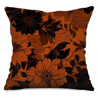 Coussins décoratifs oranges et noirs à double face