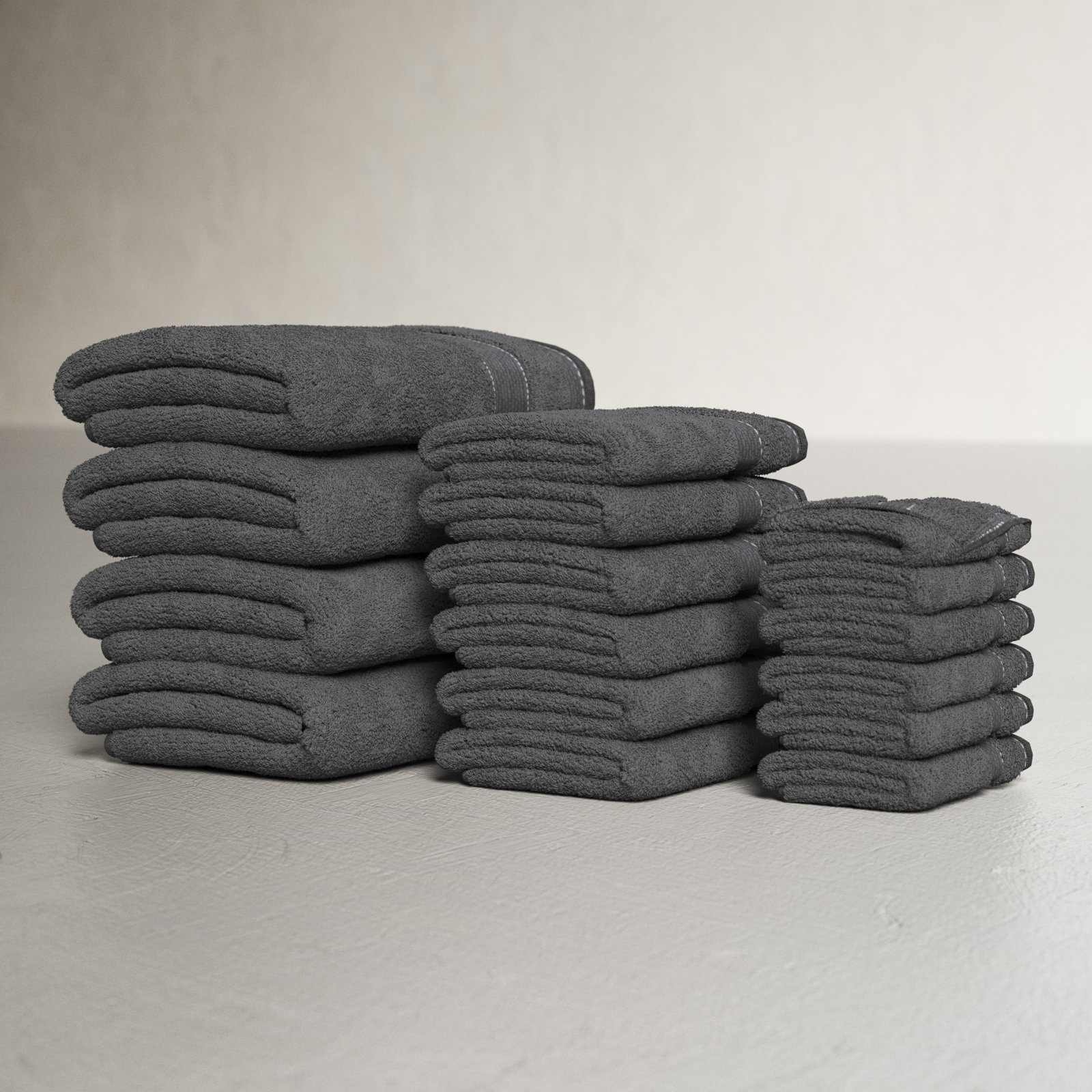 Kahmel 16 Piece Turkish Cotton Towel Set, Anthracite