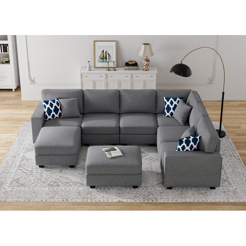 Flexible Combination Module Reversible Sectional Sofa, Dark Gray Polyester Blend