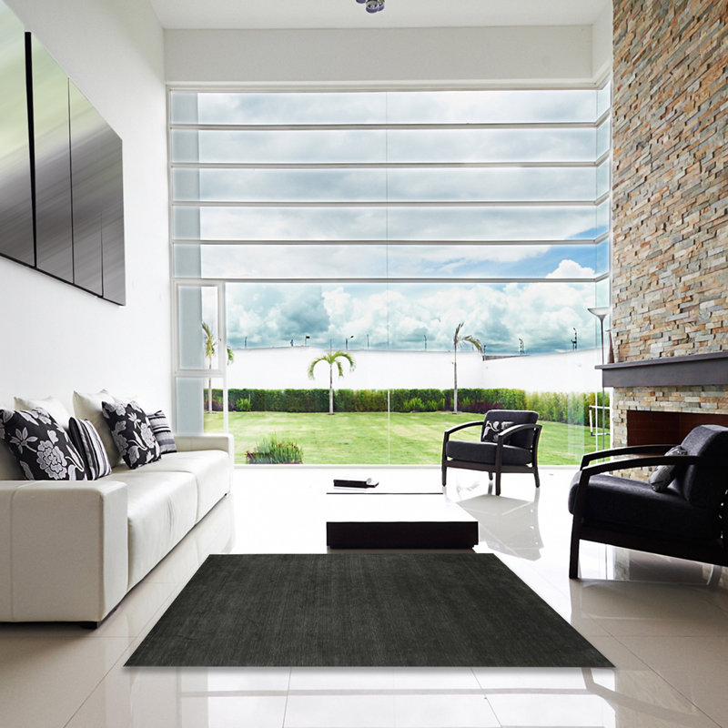 Tapis contemporain noir, Carré 3 pi