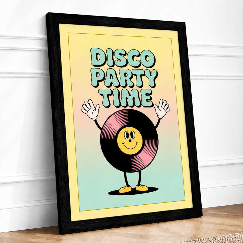 Disco Party Time Retro - Framed Print, Black, A3 - 42.0 x 29.7 cm