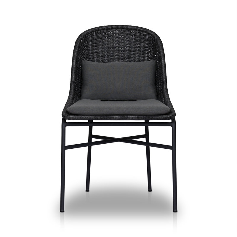 Jericho Outdoor Dining Side Chair, Gray, Black