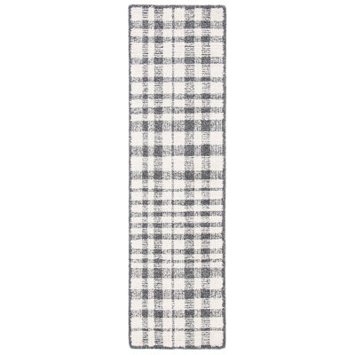 Ivory Black Hand-Tufted Plaid Rug