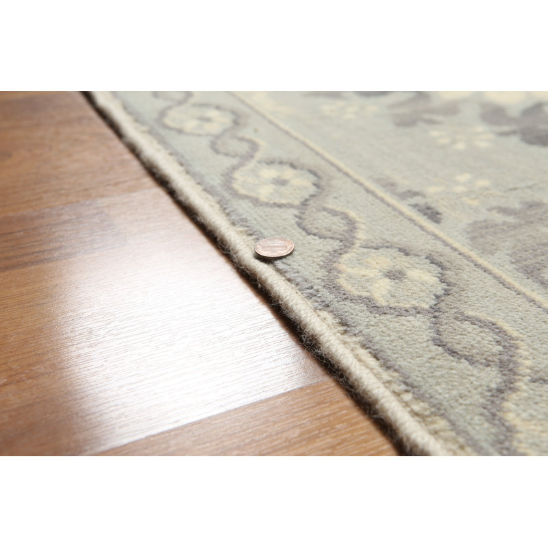 Tapis de zone en laine beige/gris 6 pi x 9 pi one-of-kind à la main noué la Groggan