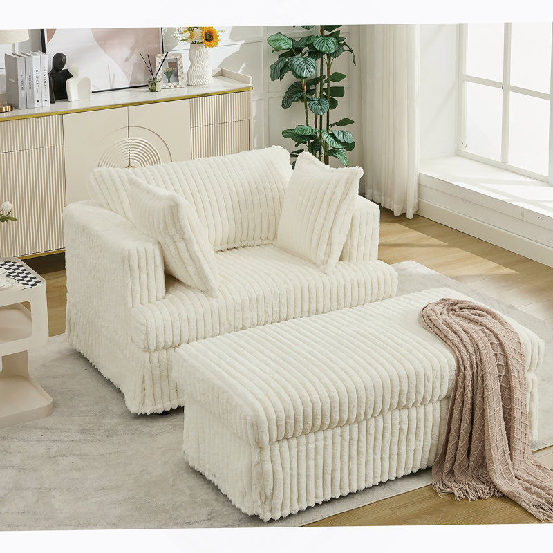 Chaise longue en velours côtelé confortable avec repose-pieds mobile, siège inclinable profond pour se détendre et se détendre