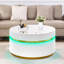 Table basse ronde blanche 39 po avec plateau en verre et lumières DEL Tivoli