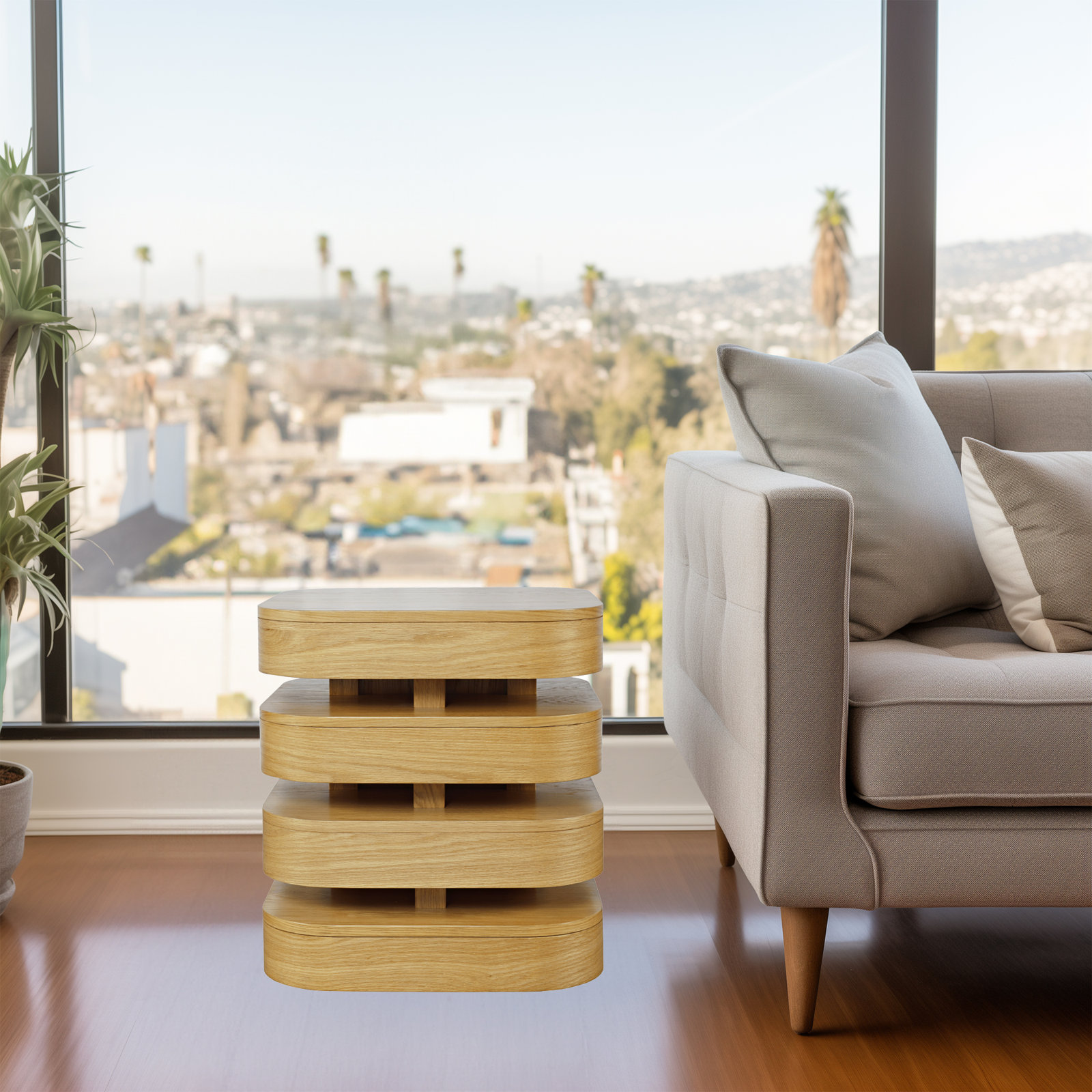 Bowmin End Table, Oak Wood