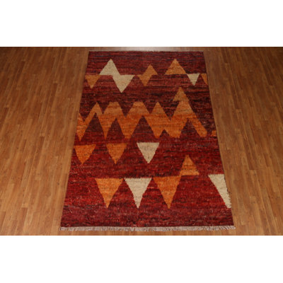 One-of-a-Kind 6'7'' X 9'8'' New Age Wool Area Rug in Red