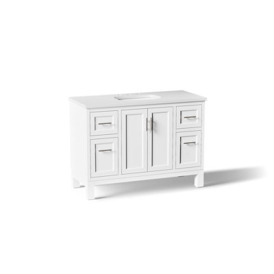 Quo 49'' Wall Mounted Single Bathroom Vanity with Solid Wood Top