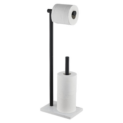 Porte-papier hygiénique sur pied avec réserve pour salle de bain avec base en marbre naturel lesté