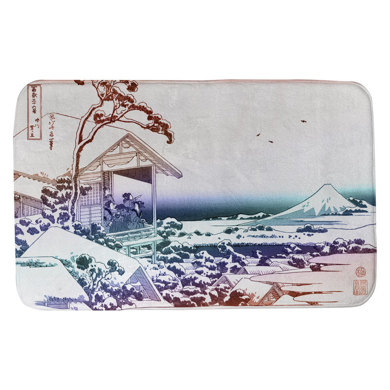 Tapis pour salle de bain à koishikawa Clair, l 17 po x L 24 po, Rouge / Bleu