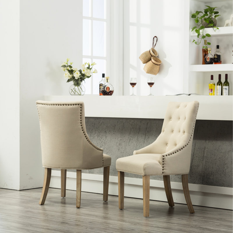 Fauteuil à oreilles en bois massif à boutons brun clair de 2 - Cosy Feeling Office Professional, Tanné