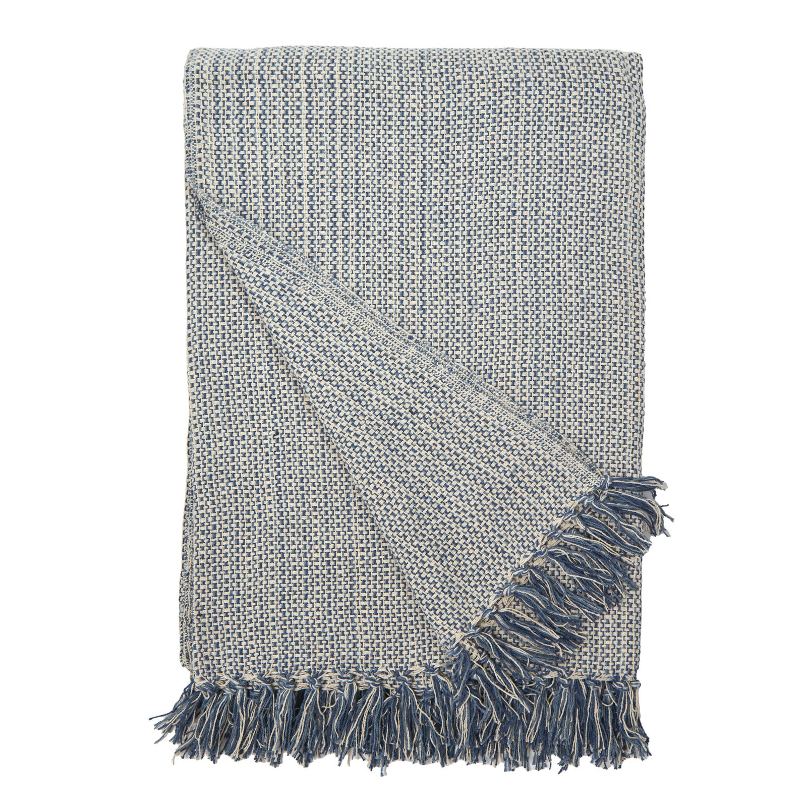 Julian Cotton Blend Hand Woven Throw Blanket, Blue Gray