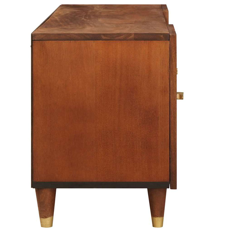 TV Cabinet with Shelf with Storage Brown Solid Mango Wood Living Room