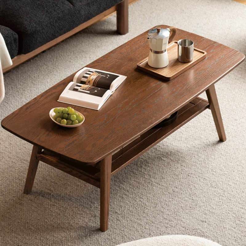 Simple solid oak tea table, 17.32" H x 39.37" L x 19.68" W